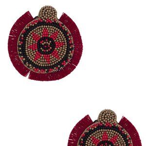 Hand-Beaded Bohemian Fringe Earrings with Star Flower Center 28241